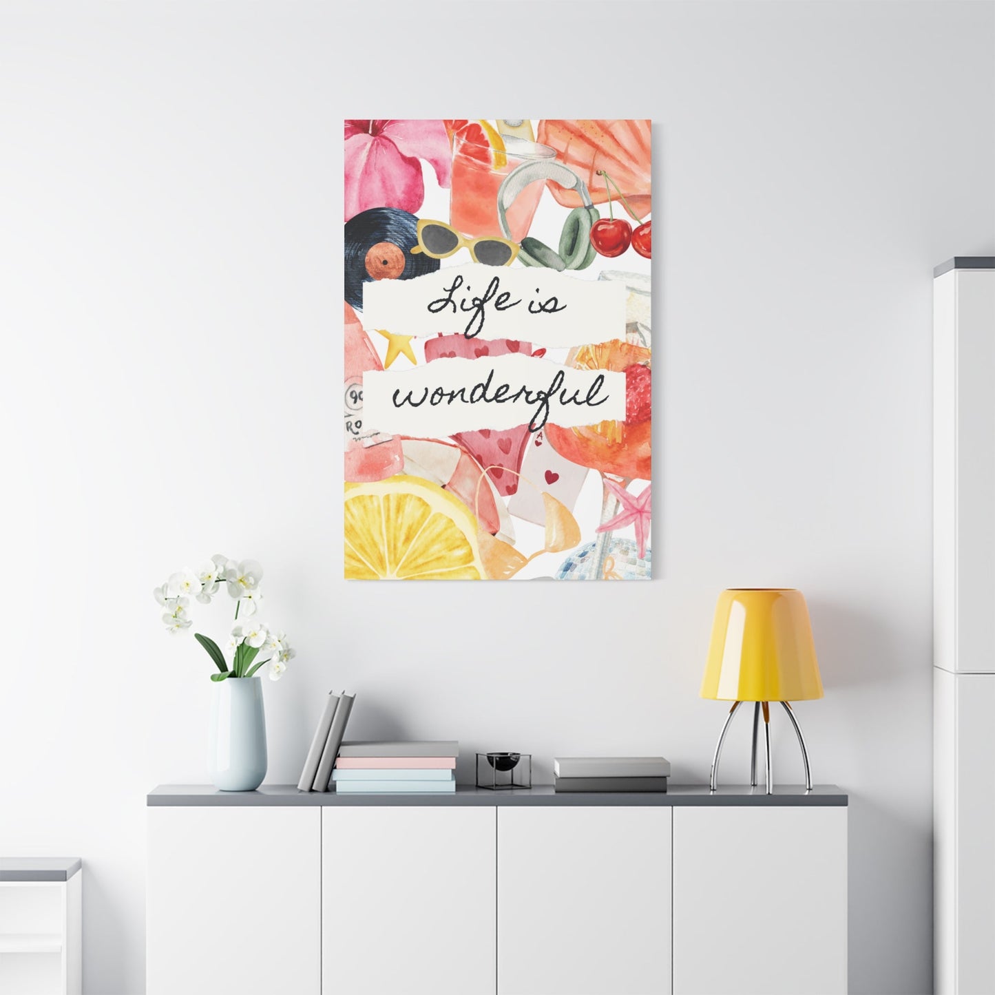 Life is Wonderful Canvas Wall Art, Colorful Decor, Inspirational Gift, Home Display, Summery Wall Art, Motivational Print