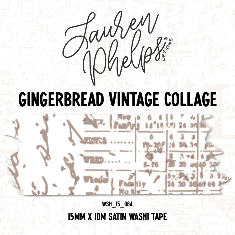 Gingerbread Vintage Collage 15mm washi