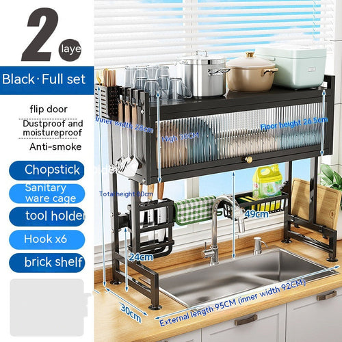 Kitchen Sink Storage Stand Surface Washed Bowl And Chopstick Rack | Kitchen + Metal