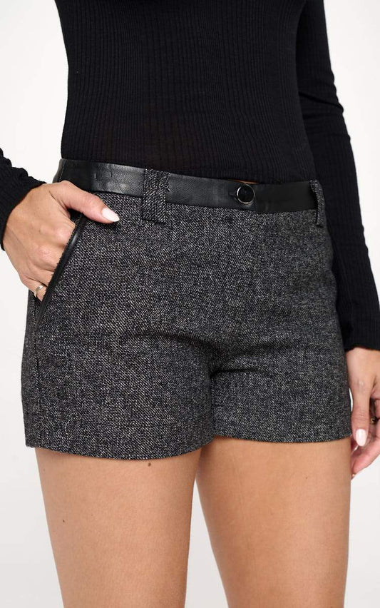 High-Waist Tweed Shorts with Faux Leather Trim | Apparel | Kitchen + Metal