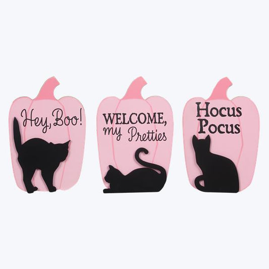 Halloween Carnival 9" - Pink Halloween Wood Tabletop Word Signs - SET OF 3