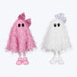 Halloween Carnival  12" Fabric Colorful Fuzzy Tabletop Ghosts with Bow - SET OF 2