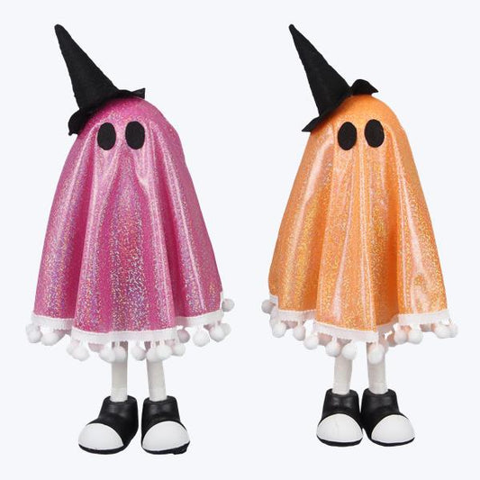 Halloween Carnival  14" Fabric Tabletop Colorful Ghosts with Witch's Hat - SET OF 2