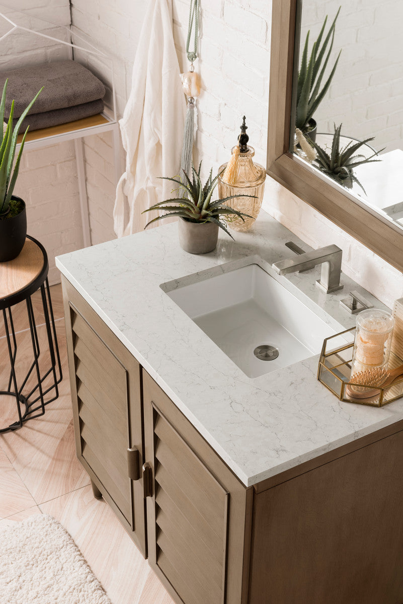 Portland 36" Single Vanity Cabinet, Whitewashed Walnut