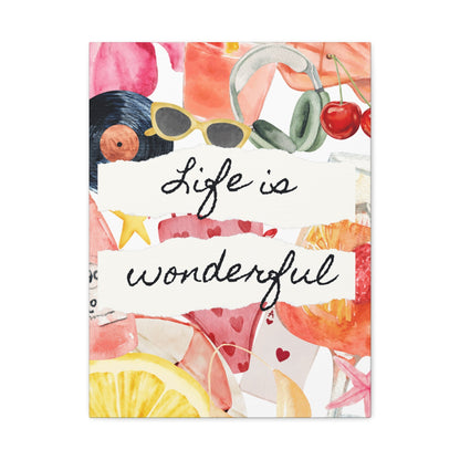 Life is Wonderful Canvas Wall Art, Colorful Decor, Inspirational Gift, Home Display, Summery Wall Art, Motivational Print