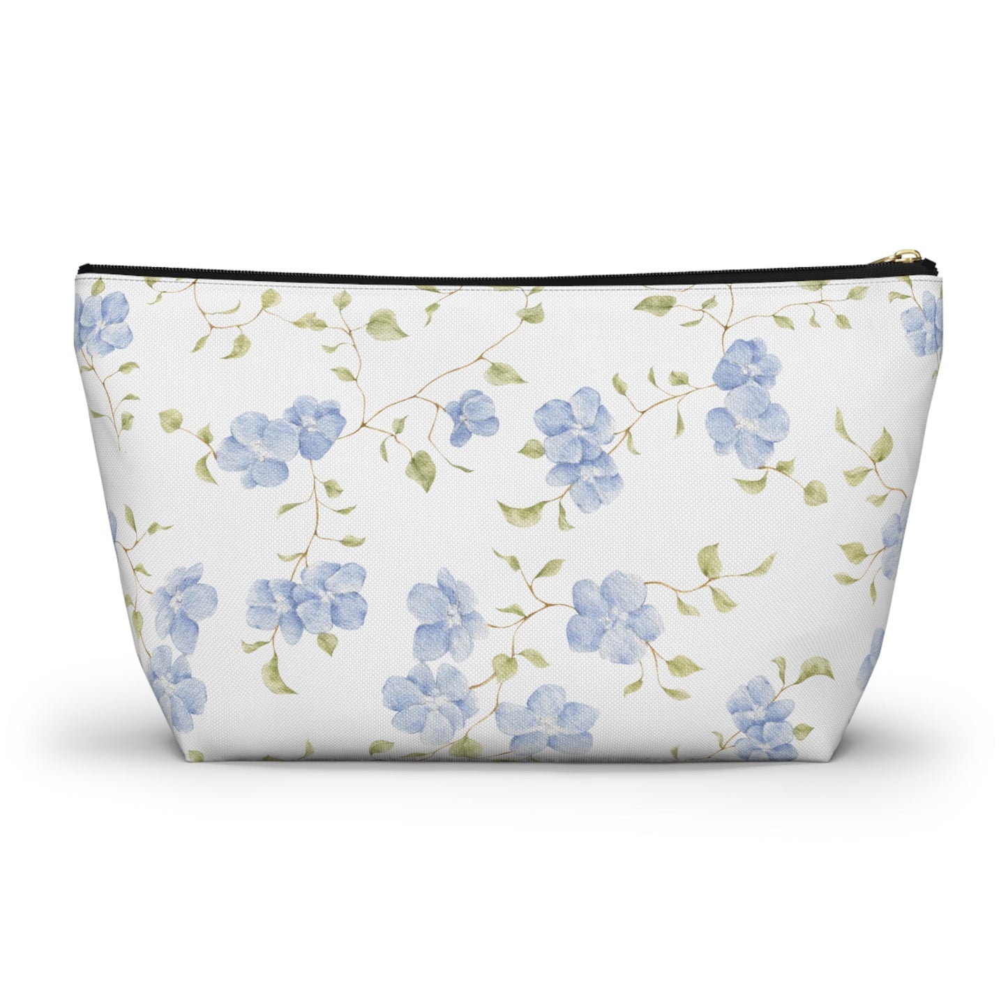 Customizable: Floral Accessory Pouch, Cosmetic Bag, Makeup Organizer, Gift for Her, Travel Essentials, Blue Floral Design