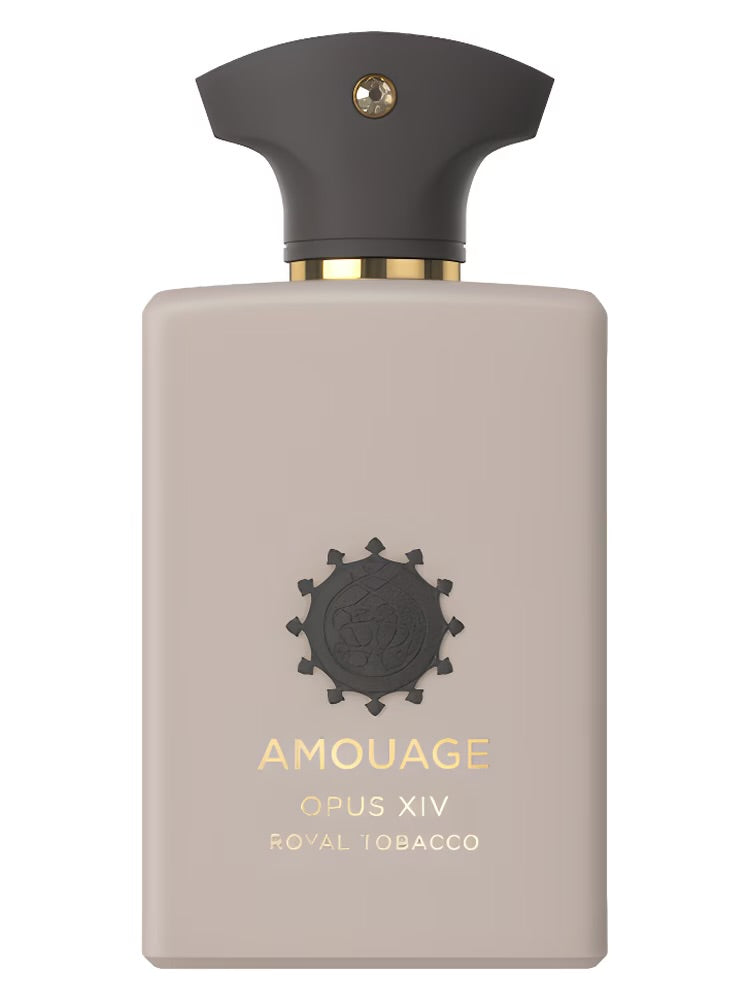 Amouage Opus XIV Royal Tobacco perfume bottle on a white background