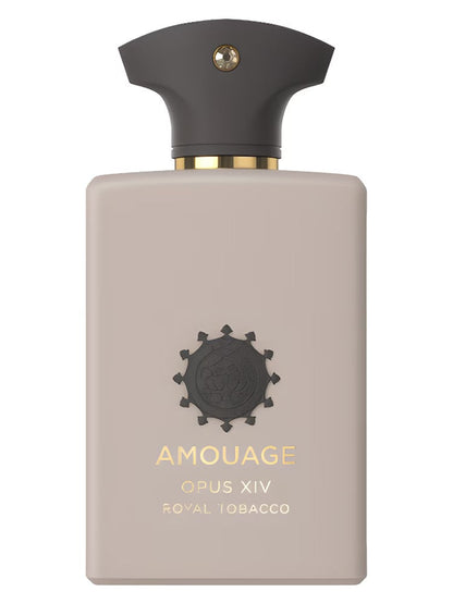 Amouage Opus XIV Royal Tobacco perfume bottle on a white background