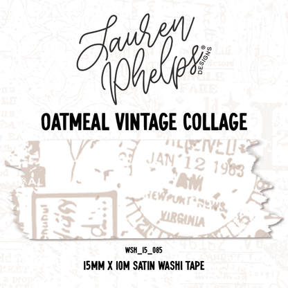 Oatmeal Vintage Collage 15mm washi