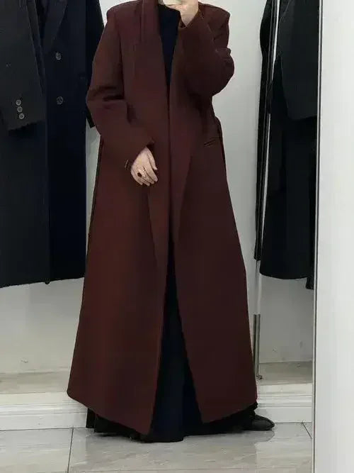 Angora Red Women's Loose Double-Sided Wool Overcoat – Elegant & Cozy