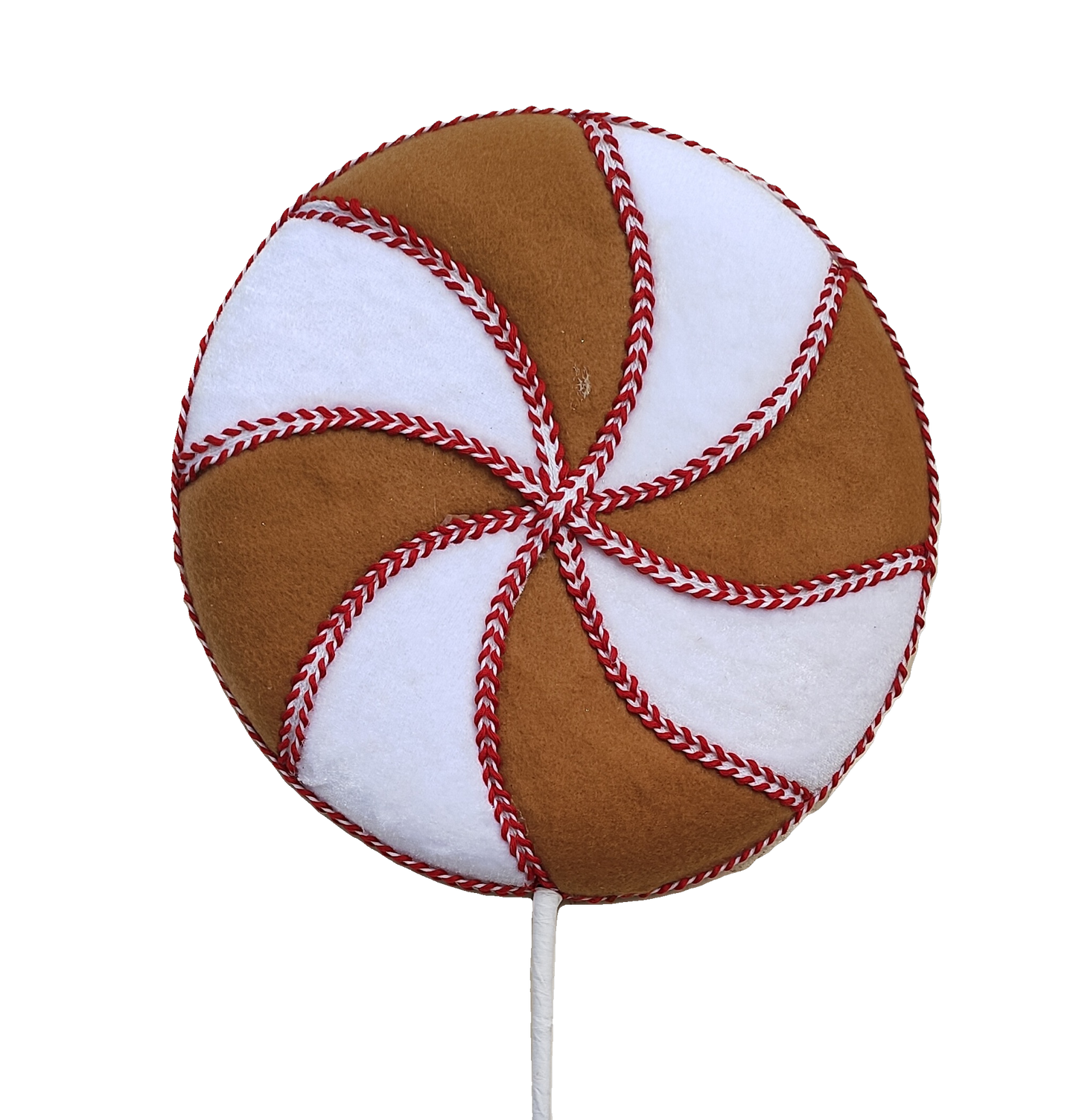 Velvet Gingerbread Lollipop 10" Brown,White,Red