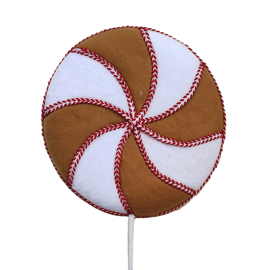 Velvet Gingerbread Lollipop 10" Brown,White,Red