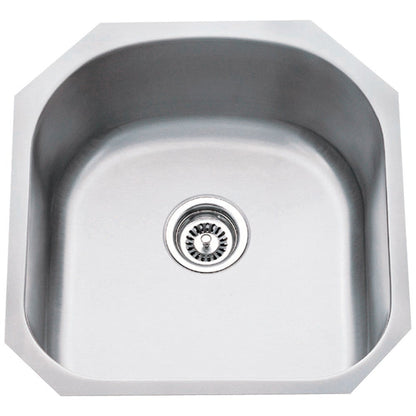19-3/4" L x 20-1/2" W x 9" D Undermount 18 Gauge Stainless Steel Single Bowl Sink