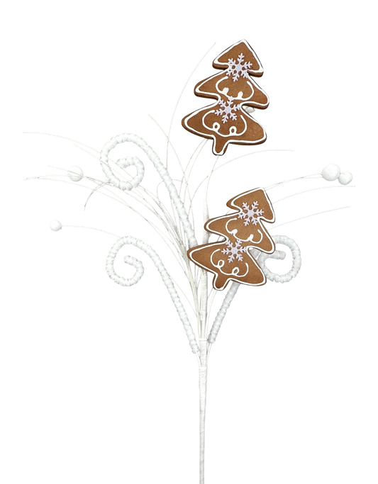 Gingerbread Tree Spray Brown,White