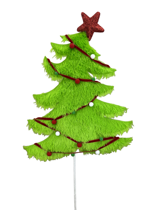 Furry Christmas Tree Spray H28xW12 Green