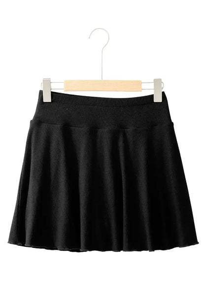 Blue A-line Draped High Waist Pocketed Lined Skort