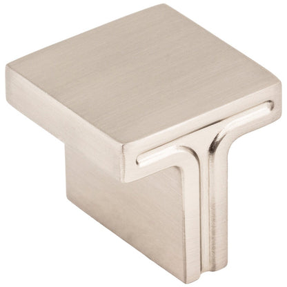 1-1/8" Overall Length Satin Nickel Square Anwick Cabinet Knob