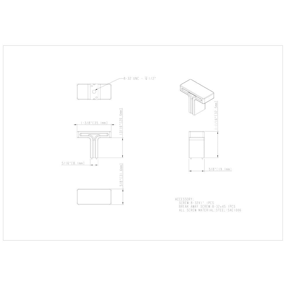 1-3/8" Overall Length Satin Nickel Rectangle Anwick Cabinet Knob