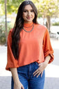 Gossamer Pink Swiss Dot Balloon Sleeve Loose Blouse | Femstylo