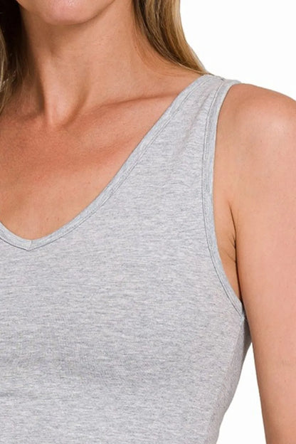 Zenana Cotton V-neck Cropped Cami Top