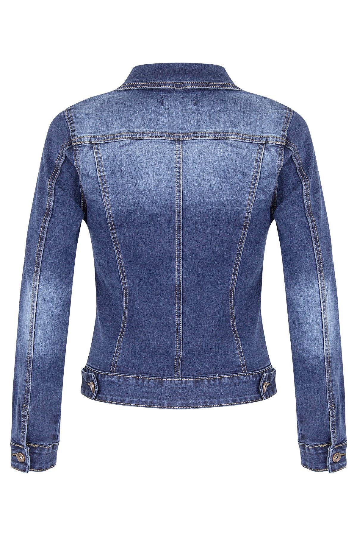 Autumn Winter Short Slim Fitting Biker Stretch Denim Jacket