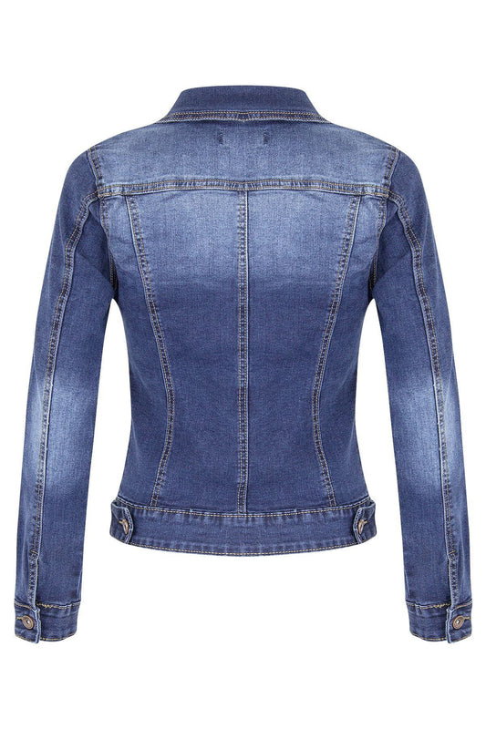 Autumn Winter Short Slim Fitting Biker Stretch Denim Jacket