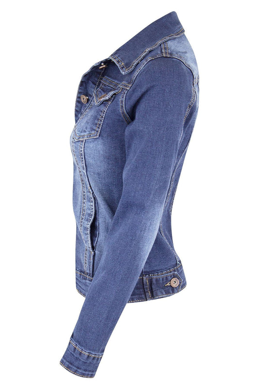 Autumn Winter Short Slim Fitting Biker Stretch Denim Jacket