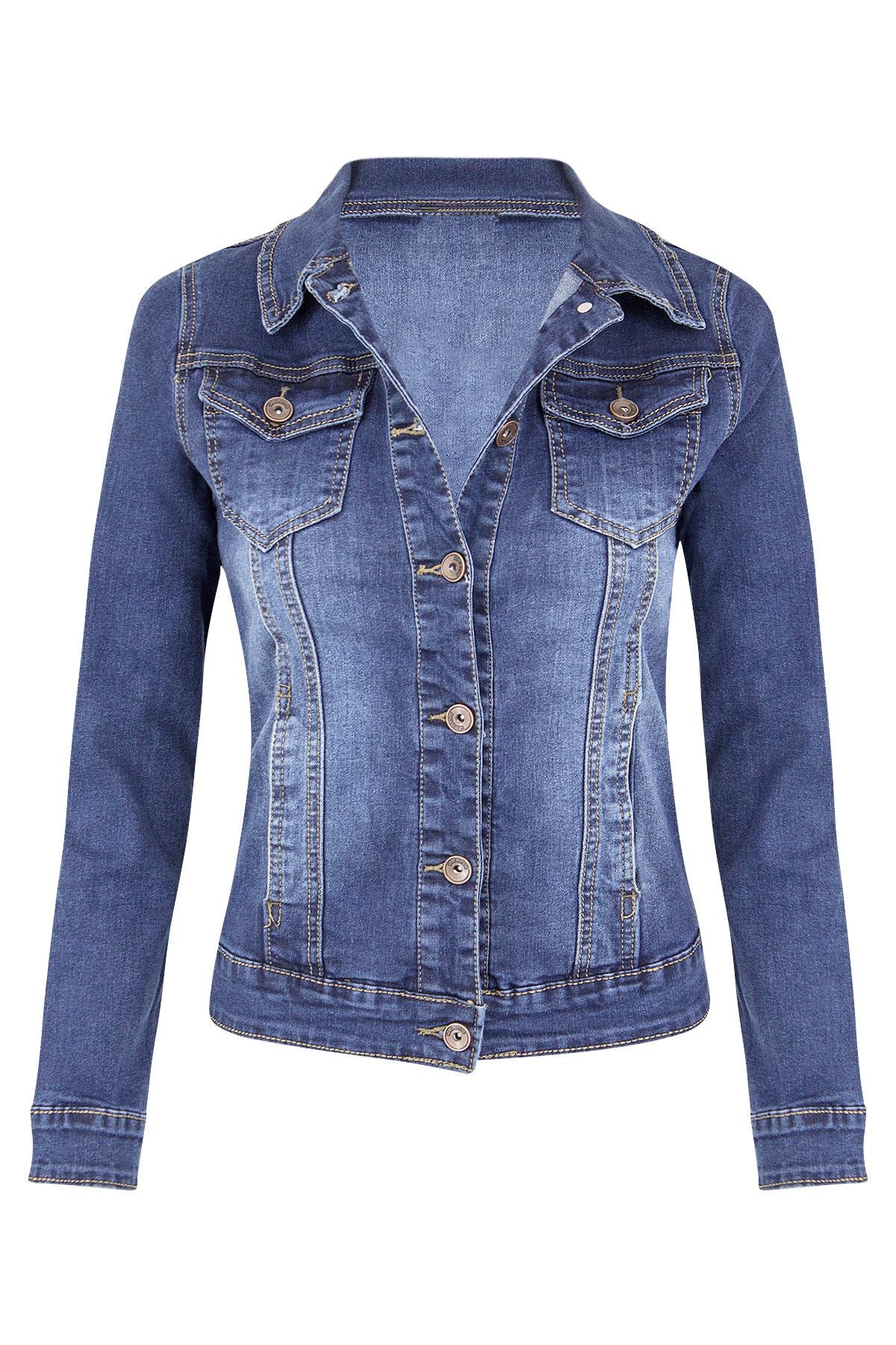 Autumn Winter Short Slim Fitting Biker Stretch Denim Jacket