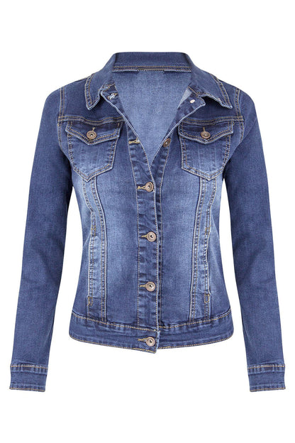 Autumn Winter Short Slim Fitting Biker Stretch Denim Jacket