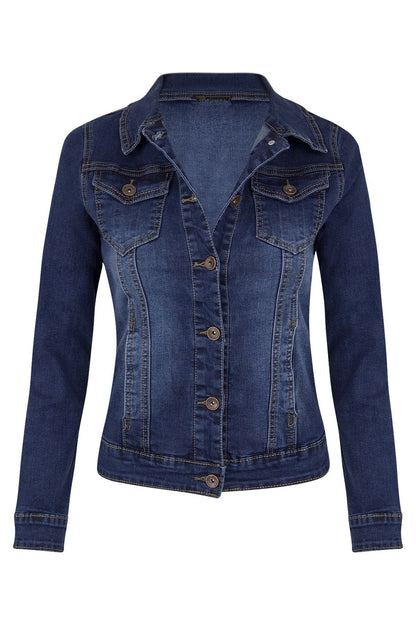 Autumn Winter Short Slim Fitting Biker Stretch Denim Jacket