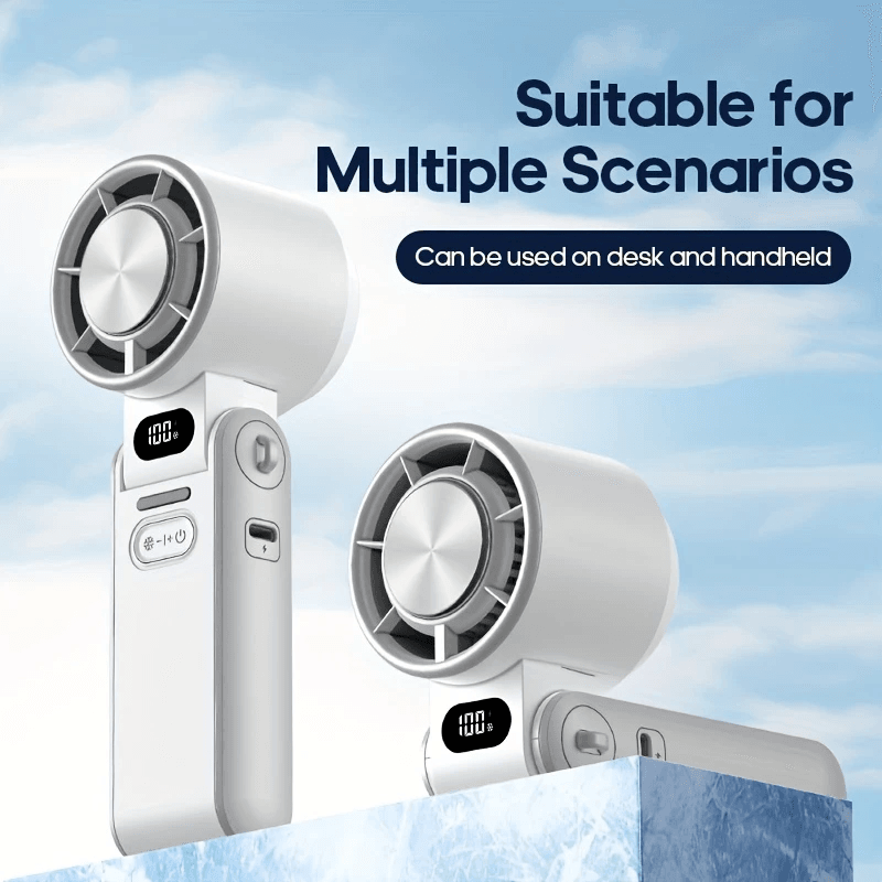 Foldable Rechargeable Cooling Fan – Turbo Handheld Fan with Adjustable Speed