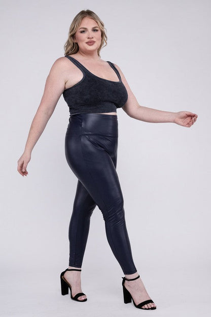 ZENANA Plus High Rise Faux Leather Leggings
