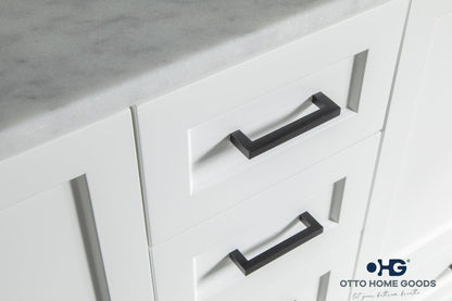 Paloma 60" White Double Bathroom Vanity with Quartz Top & Black Hardware