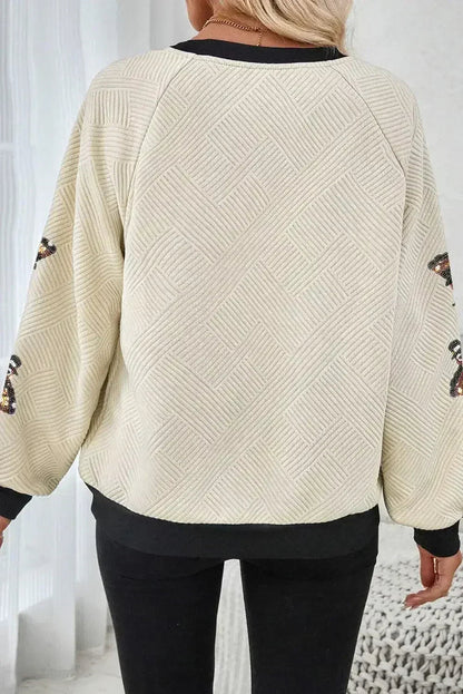 Thanksgiving Turkey Sweatshirt – Sequin Graphic & Cozy Fit | Femstylo
