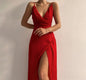 V-neck Slit Sling Dress - Summer Fashion Sexy Slim Suspender Dresses for Women