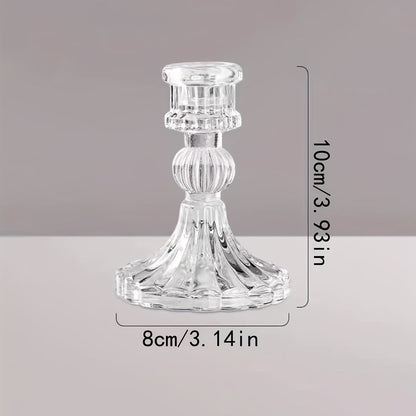 Scandinavian Glass Diamond Candle Holder  Elegant Decor Accent