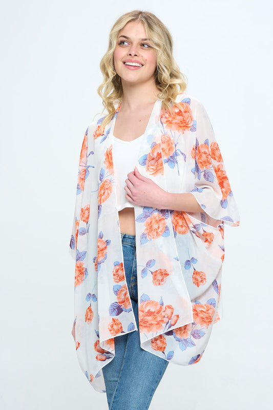 Floral Kimono Cardigan with Open Front | Apparel | Kitchen + Metal