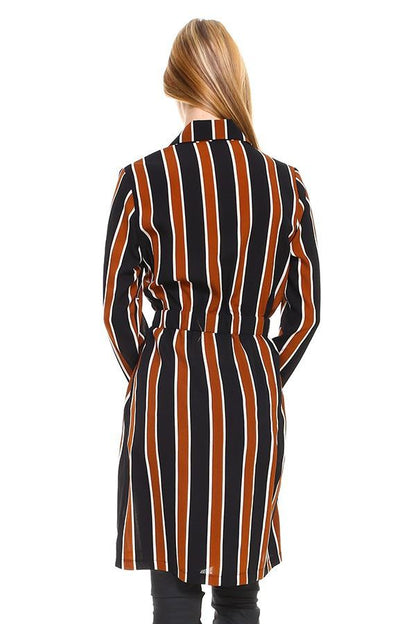 Striped Long Sleeve Belted Jacket | Apparel | Kitchen + Metal