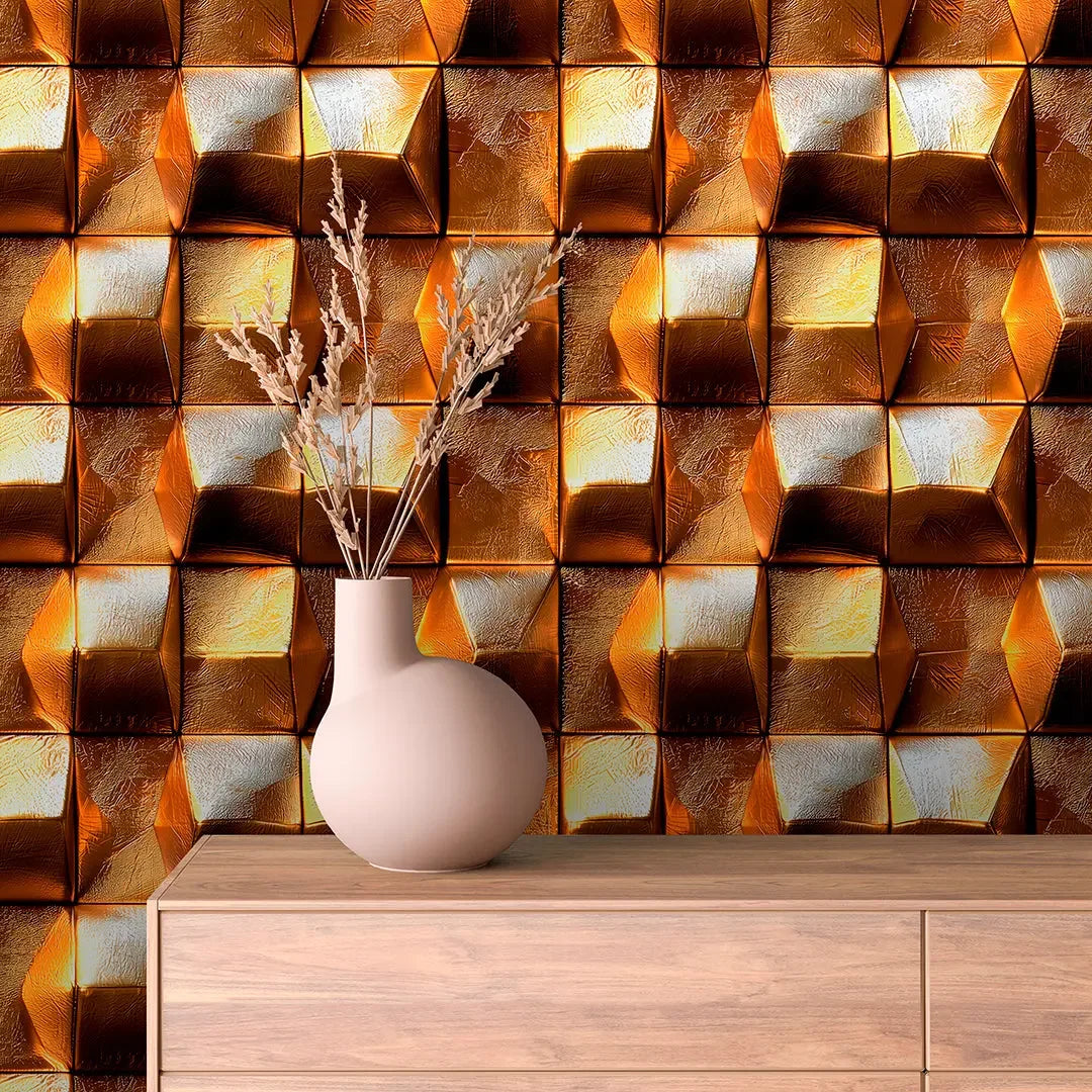 Gilded Facet Geometric Wall