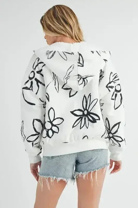 Aemi + Co Flower Sherpa Hoodie - Zip-Up & Cozy | S-L | Femstylo