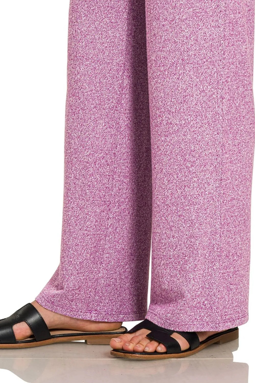 Zenana Soft Melange Short Sleeve Tee & Long Pants Set in Plum