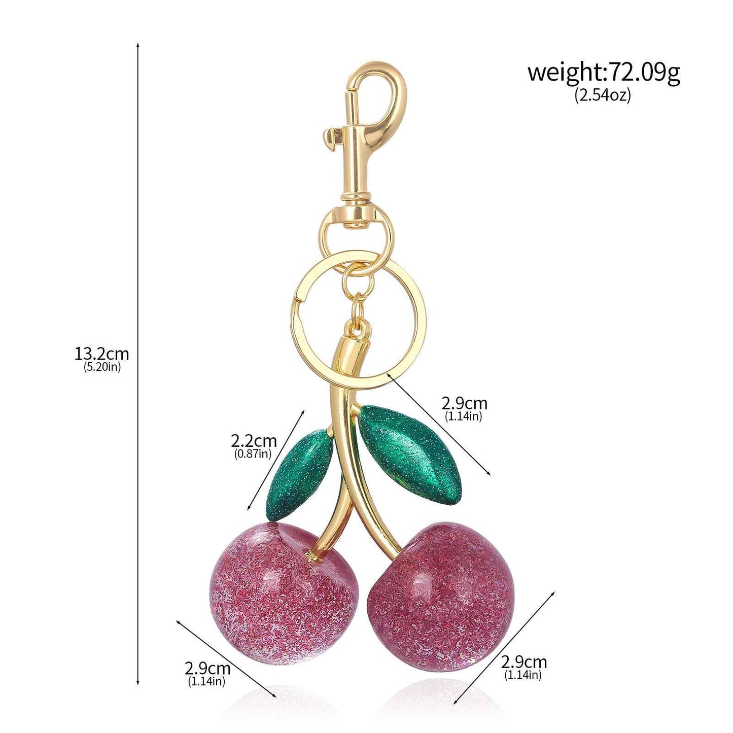 Red Cherry Bag Charm - Crystal Keychain Pendant in Zinc Alloy