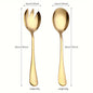Elegant Gold Plated Stainless Steel Salad Fork  Spoon Set