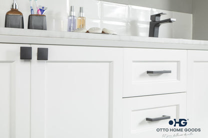 Paloma 72" White Double Bathroom Vanity with Quartz Top & Black Hardware