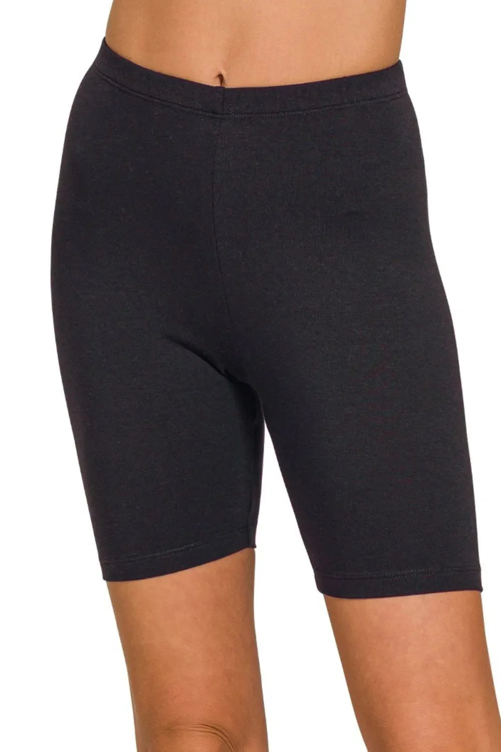 Zenana Premium Cotton Biker Shorts in Black