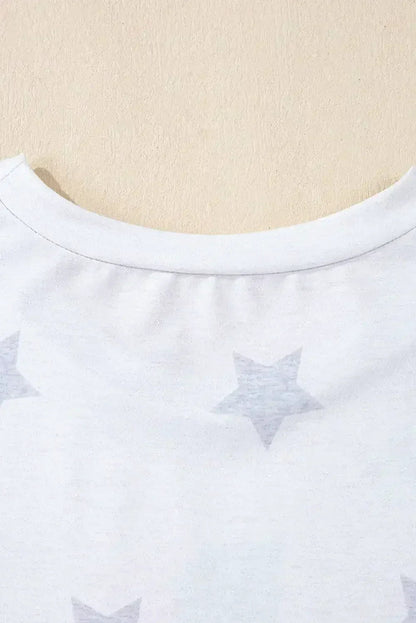 Khaki Patriotic Flag Bow Graphic Starry Round Neck T Shirt