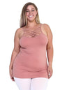 Yelete Womens Seamless Triple Criss-Cross Front Cami PLUS