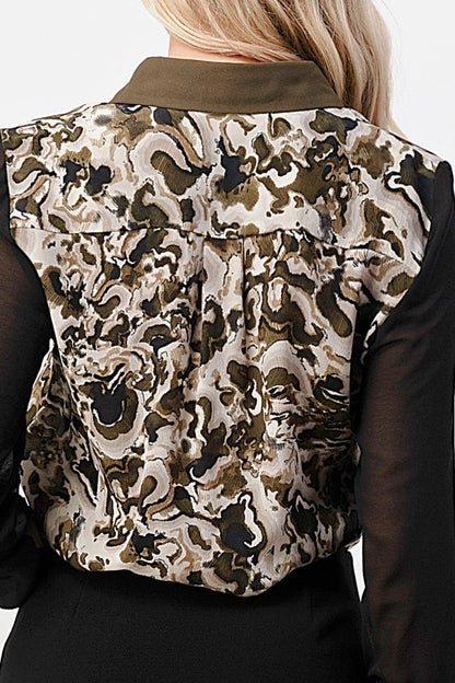 Printed Long Sleeve Button-Up Blouse | Apparel | Kitchen + Metal