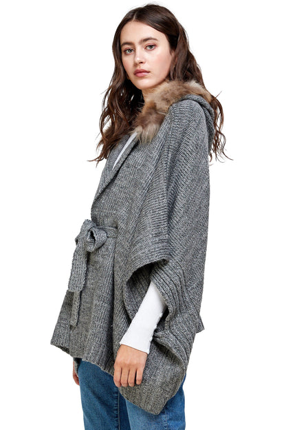 Knitted Cape with Faux Fur Collar | Apparel | Kitchen + Metal