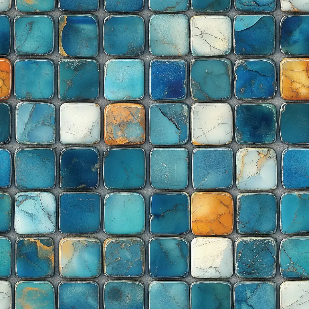 Azure & Ochre Coastline Mosaic
